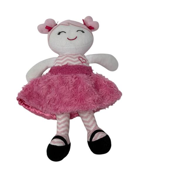 Baby Starters PinkChevron Stripe Marisa Soft Plush Snuggle Buddy Baby Doll 12" - Picture 1 of 12